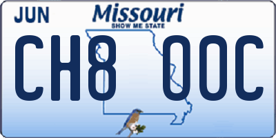 MO license plate CH8O0C