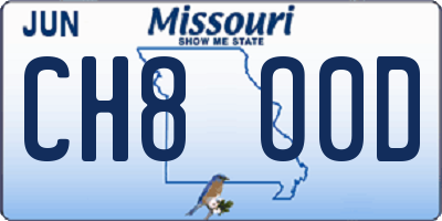 MO license plate CH8O0D