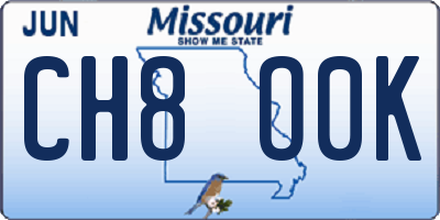 MO license plate CH8O0K