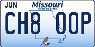 MO license plate CH8O0P