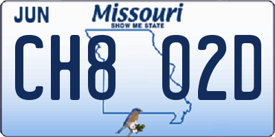 MO license plate CH8O2D