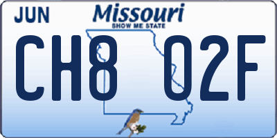 MO license plate CH8O2F