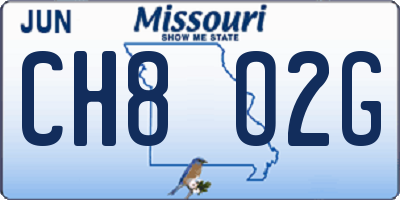 MO license plate CH8O2G