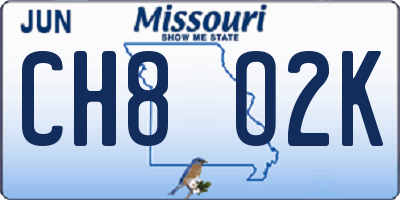 MO license plate CH8O2K