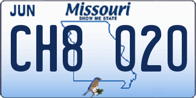 MO license plate CH8O2O