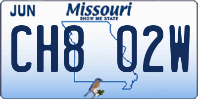 MO license plate CH8O2W