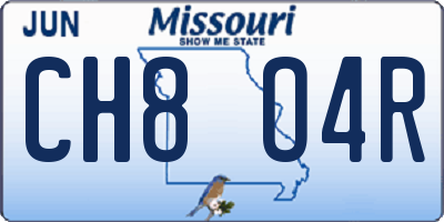 MO license plate CH8O4R