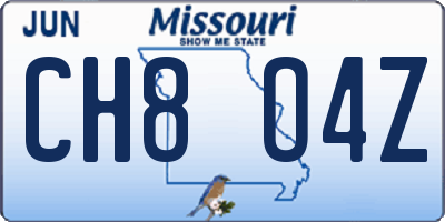 MO license plate CH8O4Z