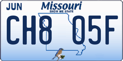 MO license plate CH8O5F