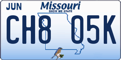 MO license plate CH8O5K