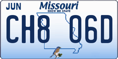 MO license plate CH8O6D