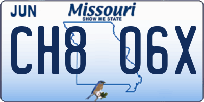 MO license plate CH8O6X