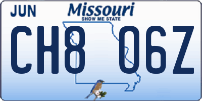 MO license plate CH8O6Z
