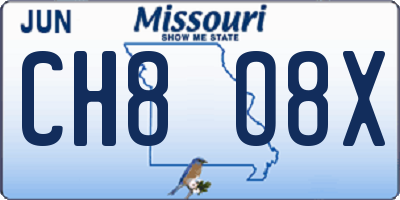 MO license plate CH8O8X