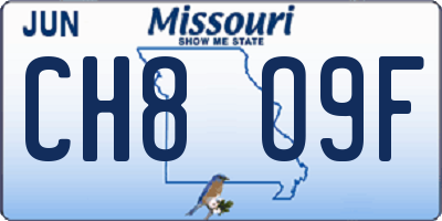 MO license plate CH8O9F