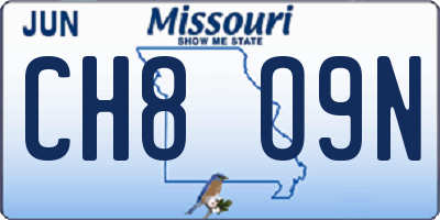 MO license plate CH8O9N
