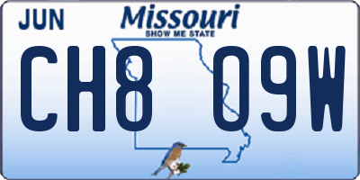 MO license plate CH8O9W