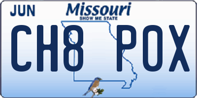 MO license plate CH8P0X