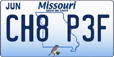 MO license plate CH8P3F