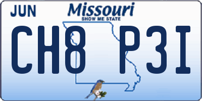 MO license plate CH8P3I