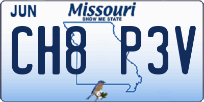 MO license plate CH8P3V