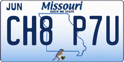 MO license plate CH8P7U