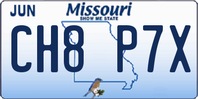 MO license plate CH8P7X