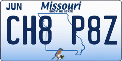 MO license plate CH8P8Z