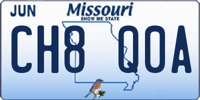 MO license plate CH8Q0A