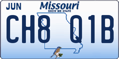 MO license plate CH8Q1B