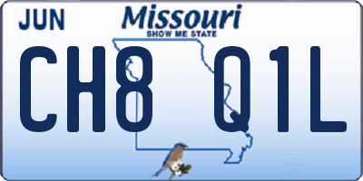 MO license plate CH8Q1L
