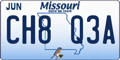 MO license plate CH8Q3A