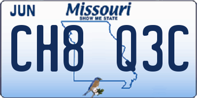 MO license plate CH8Q3C