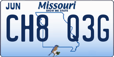 MO license plate CH8Q3G