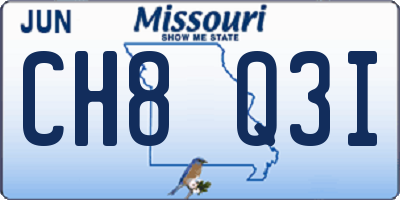 MO license plate CH8Q3I