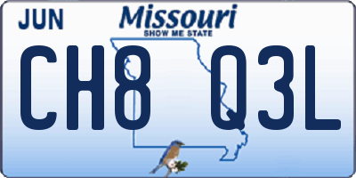 MO license plate CH8Q3L