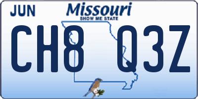 MO license plate CH8Q3Z