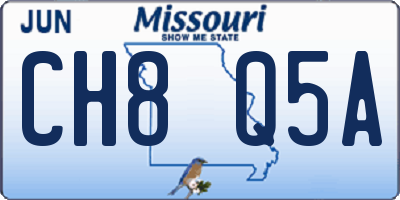 MO license plate CH8Q5A