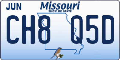 MO license plate CH8Q5D