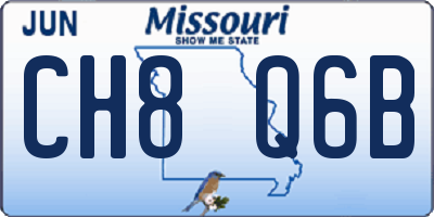 MO license plate CH8Q6B