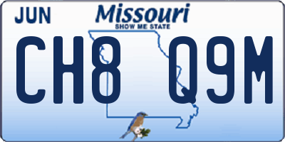MO license plate CH8Q9M