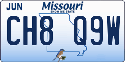 MO license plate CH8Q9W