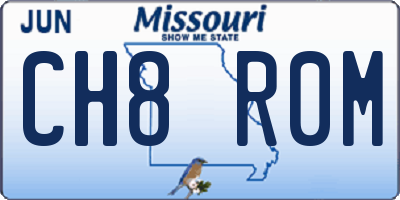 MO license plate CH8R0M