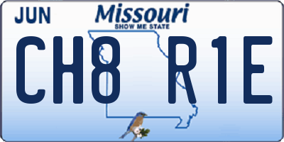 MO license plate CH8R1E