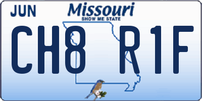 MO license plate CH8R1F