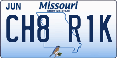 MO license plate CH8R1K
