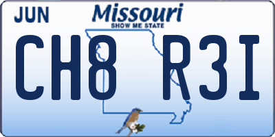 MO license plate CH8R3I