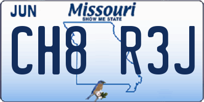 MO license plate CH8R3J