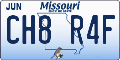 MO license plate CH8R4F