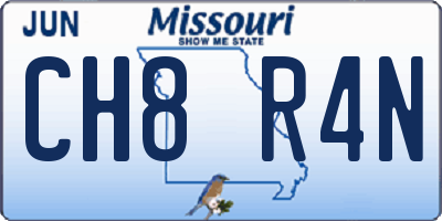 MO license plate CH8R4N